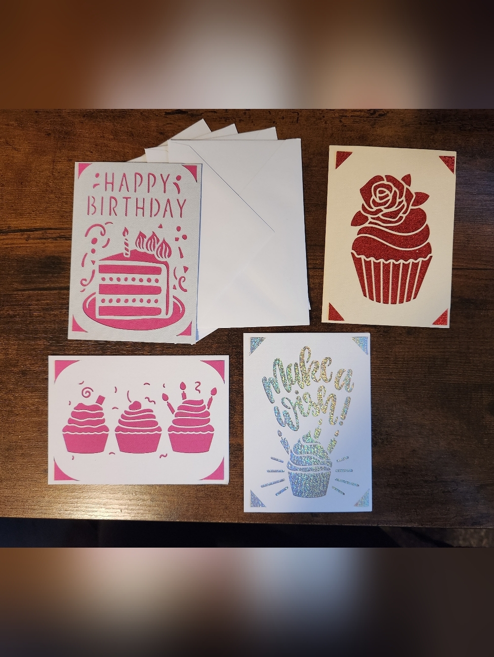 4PK HAND CRAFTED INSERT GREETING CARDS